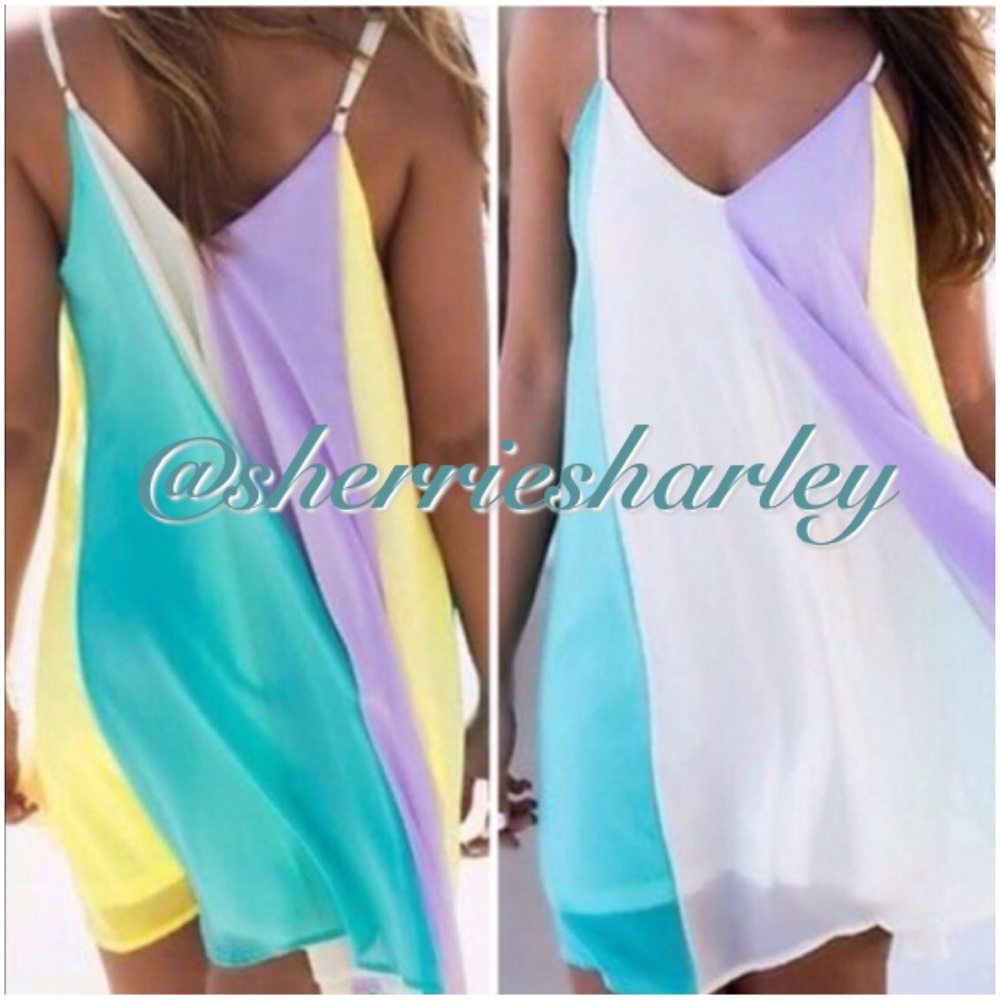 Cotton Candy Color-block Chiffon Dress XXL Plus